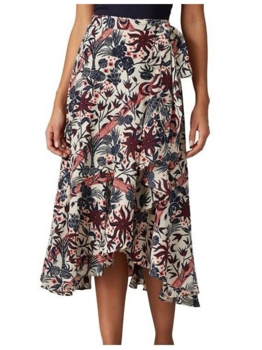Scotch & Soda Floral Botanical Wrap Skirt Blue Red